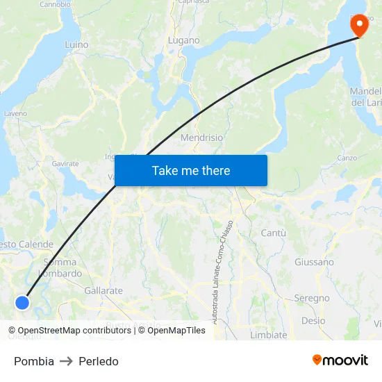Pombia to Perledo map