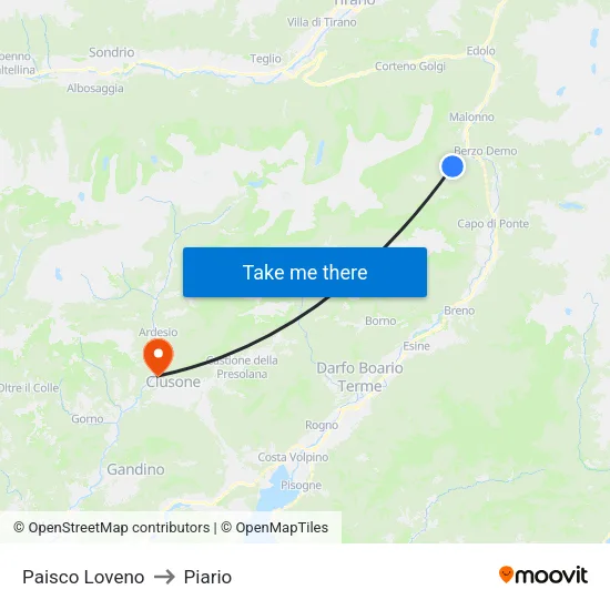 Paisco Loveno to Piario map