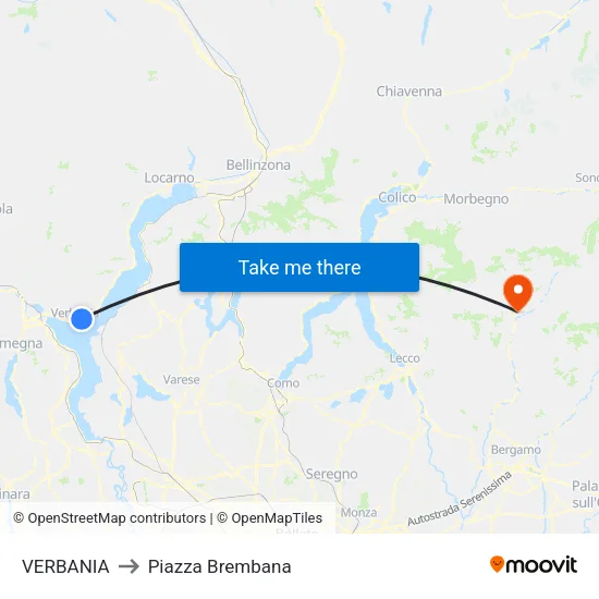VERBANIA to Piazza Brembana map