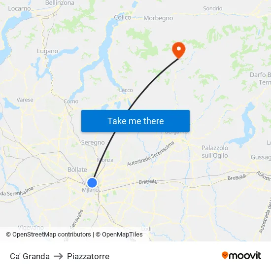 Ca' Granda to Piazzatorre map