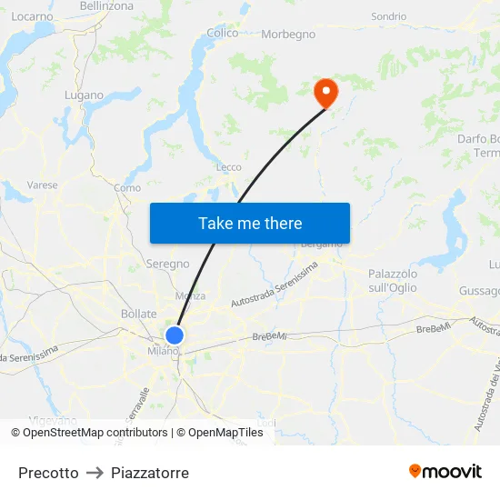 Precotto to Piazzatorre map