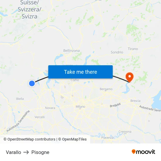 Varallo to Pisogne map