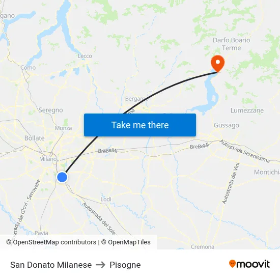 San Donato Milanese to Pisogne map