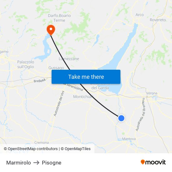 Marmirolo to Pisogne map