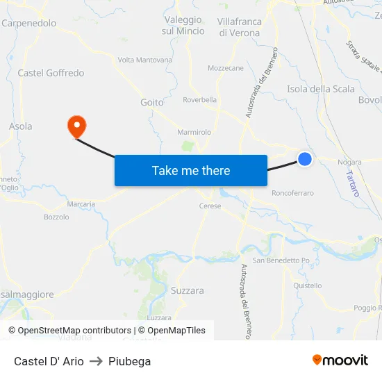 Castel d'Ario to Piubega map