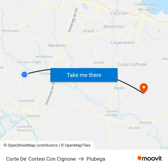 Corte De' Cortesi Con Cignone to Piubega map
