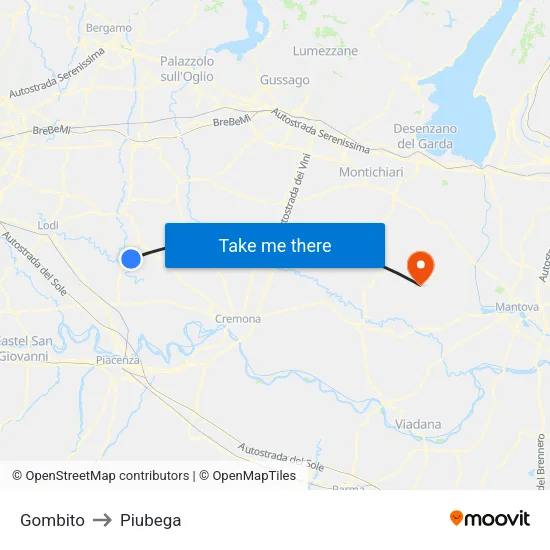 Gombito to Piubega map