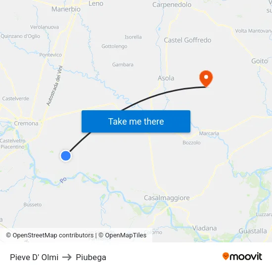 Pieve D' Olmi to Piubega map
