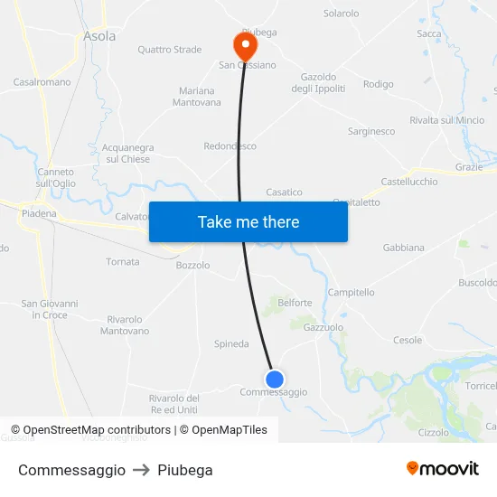 Commessaggio to Piubega map