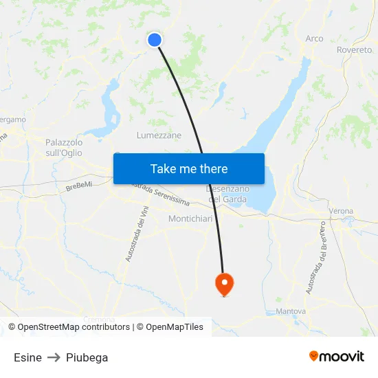 Esine to Piubega map