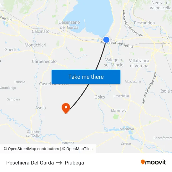 Peschiera Del Garda to Piubega map