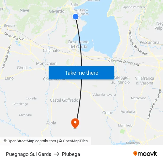 Puegnago sul Garda to Piubega map