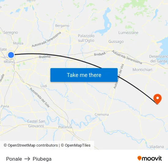 Ponale to Piubega map