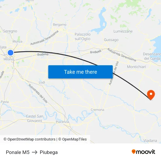 Ponale M5 to Piubega map