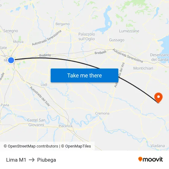 Lima M1 to Piubega map