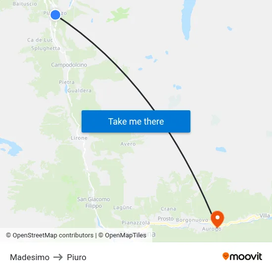 Madesimo to Piuro map