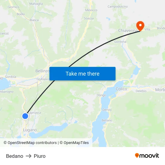 Bedano to Piuro map