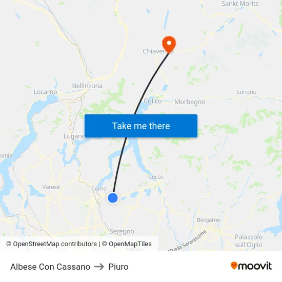 Albese Con Cassano to Piuro map