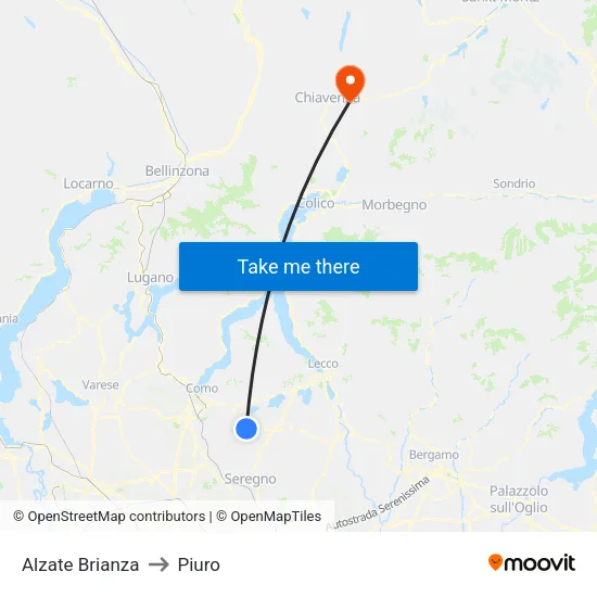 Alzate Brianza to Piuro map