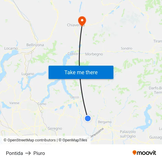 Pontida to Piuro map