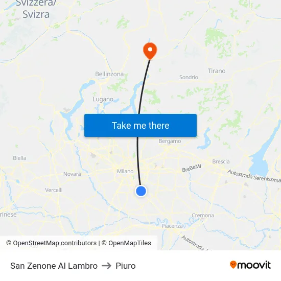 San Zenone Al Lambro to Piuro map