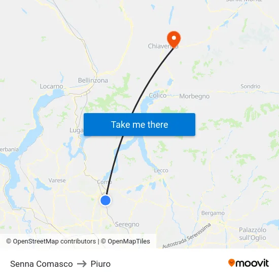 Senna Comasco to Piuro map