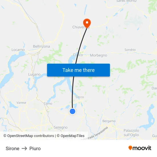Sirone to Piuro map
