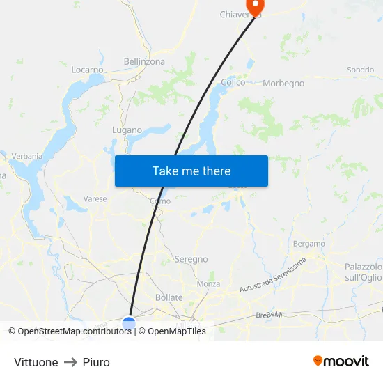 Vittuone to Piuro map