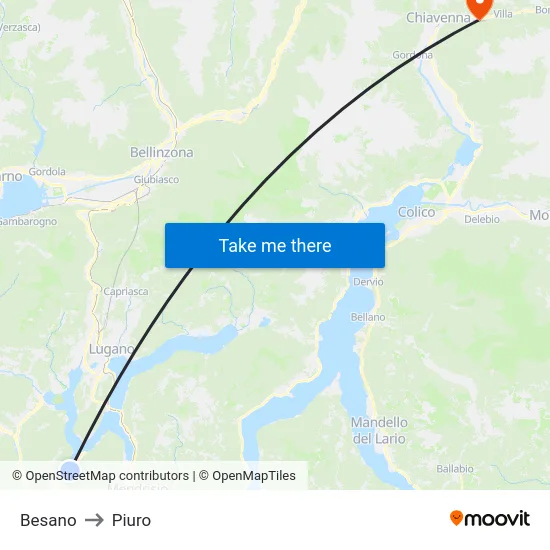 Besano to Piuro map