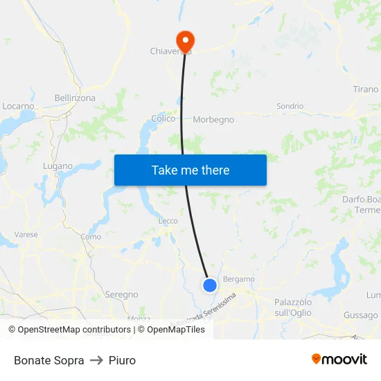 Bonate Sopra to Piuro map