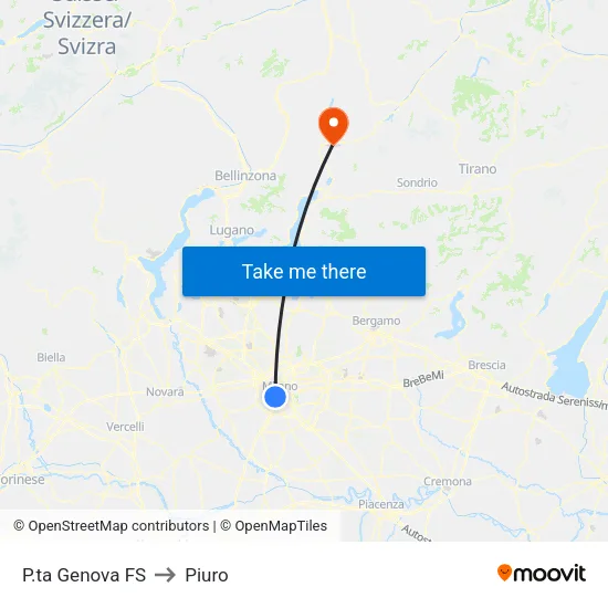 P.ta Genova to Piuro map