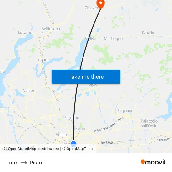 Turro to Piuro map