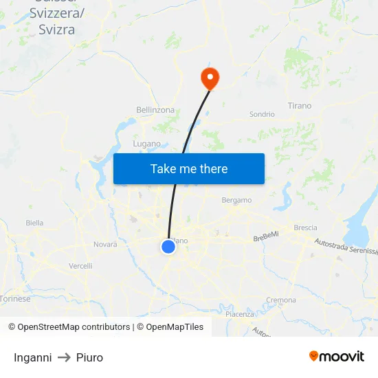 Inganni to Piuro map