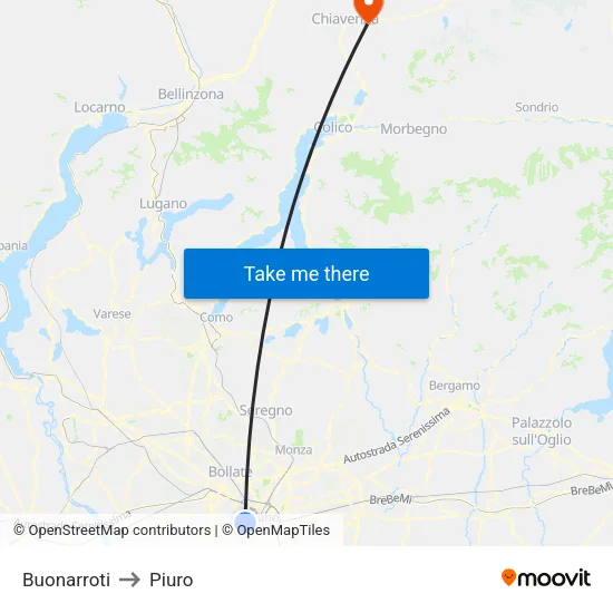 Buonarroti to Piuro map