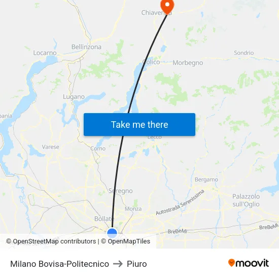 Milan Bovisa-Polytechnic to Piuro map