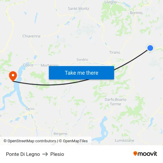 Ponte Di Legno to Plesio map