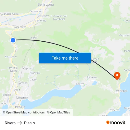 Rivera to Plesio map