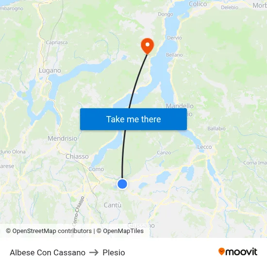 Albese con Cassano to Plesio map
