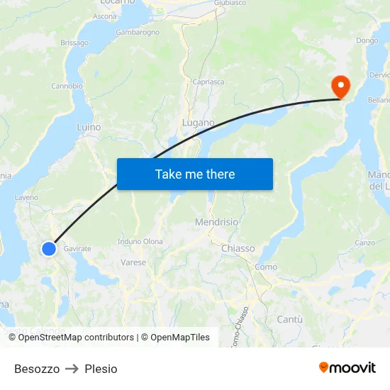 Besozzo to Plesio map