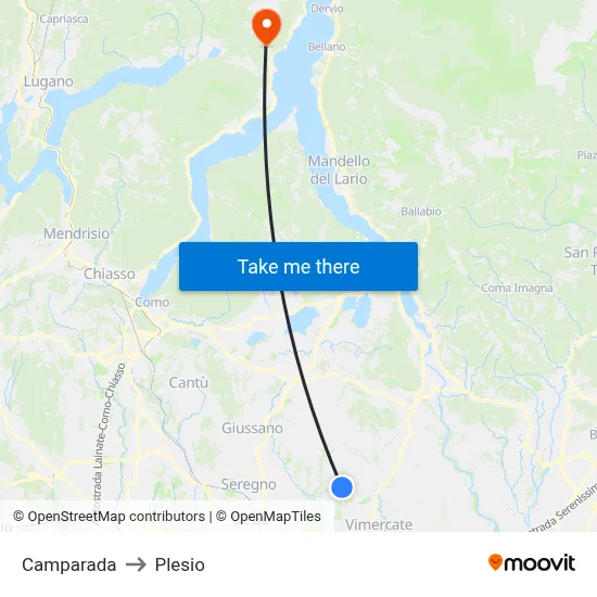 Camparada to Plesio map