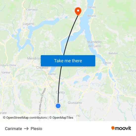 Carimate to Plesio map