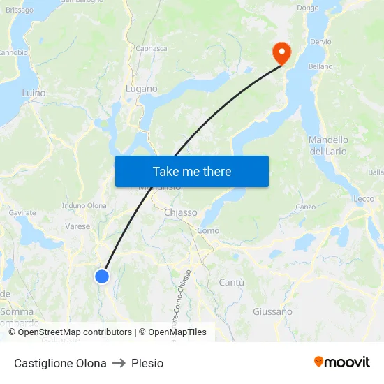 Castiglione Olona to Plesio map