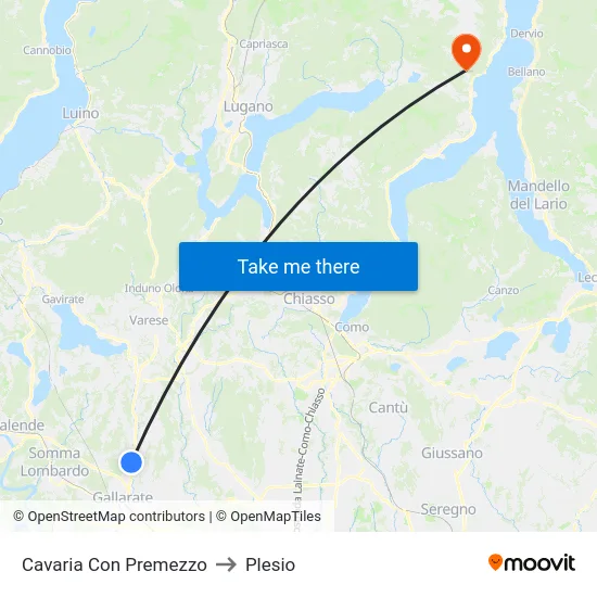 Cavaria con Premezzo to Plesio map