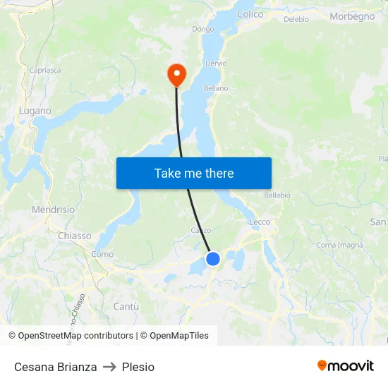 Cesana Brianza to Plesio map