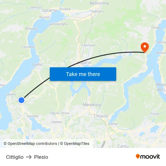 Cittiglio to Plesio map