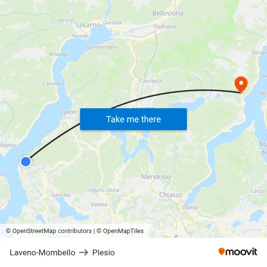 Laveno-Mombello to Plesio map