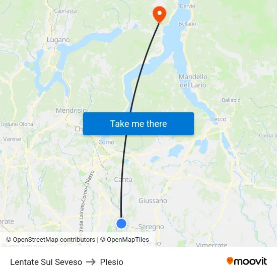 Lentate Sul Seveso to Plesio map