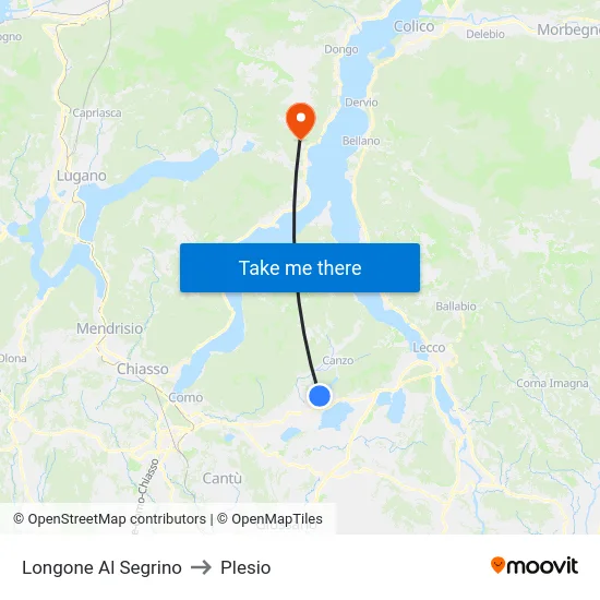 Longone Al Segrino to Plesio map