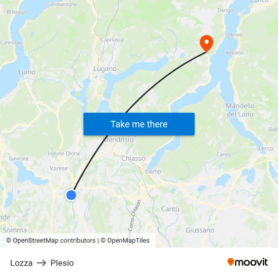 Lozza to Plesio map