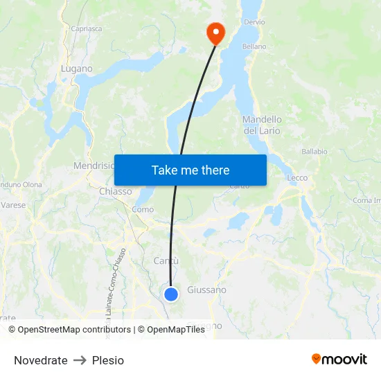 Novedrate to Plesio map